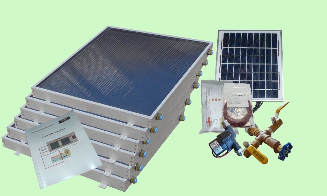Complete 6 Panel Ez Connect Hybrid Solar Water Heater Kit