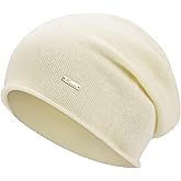 HAMUNI 100% Wool Slouchy Beanie, Warm Beanie Hats for Women Breathable Knitting Skull Beanies Cap for Spring Fall Winter