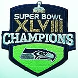 Seattle Seahawks Patch Super Bowl XLV III Logo Football Jersey Iron on Patch Embroidered Iron on Hat Jacket Hoodie Backpack Ideal for Gift / 10.2cm(w) X 10.2cm(h)