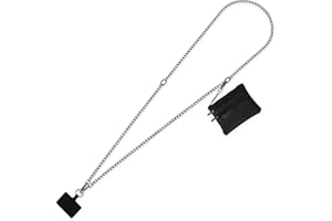ANUWKS Clip and Go Strap for Phone with Wallet Crossbody, Phone Strap with Zippered Pouch, Adjustable Phone Chain Crossbody with Leather Wallet for All Phones Black