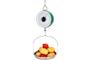 Tada 22LBS Double-Sided Display Mechanical Hanging Scale with Weighing Pan for Farm, Kitchen Food and Produce Weighing