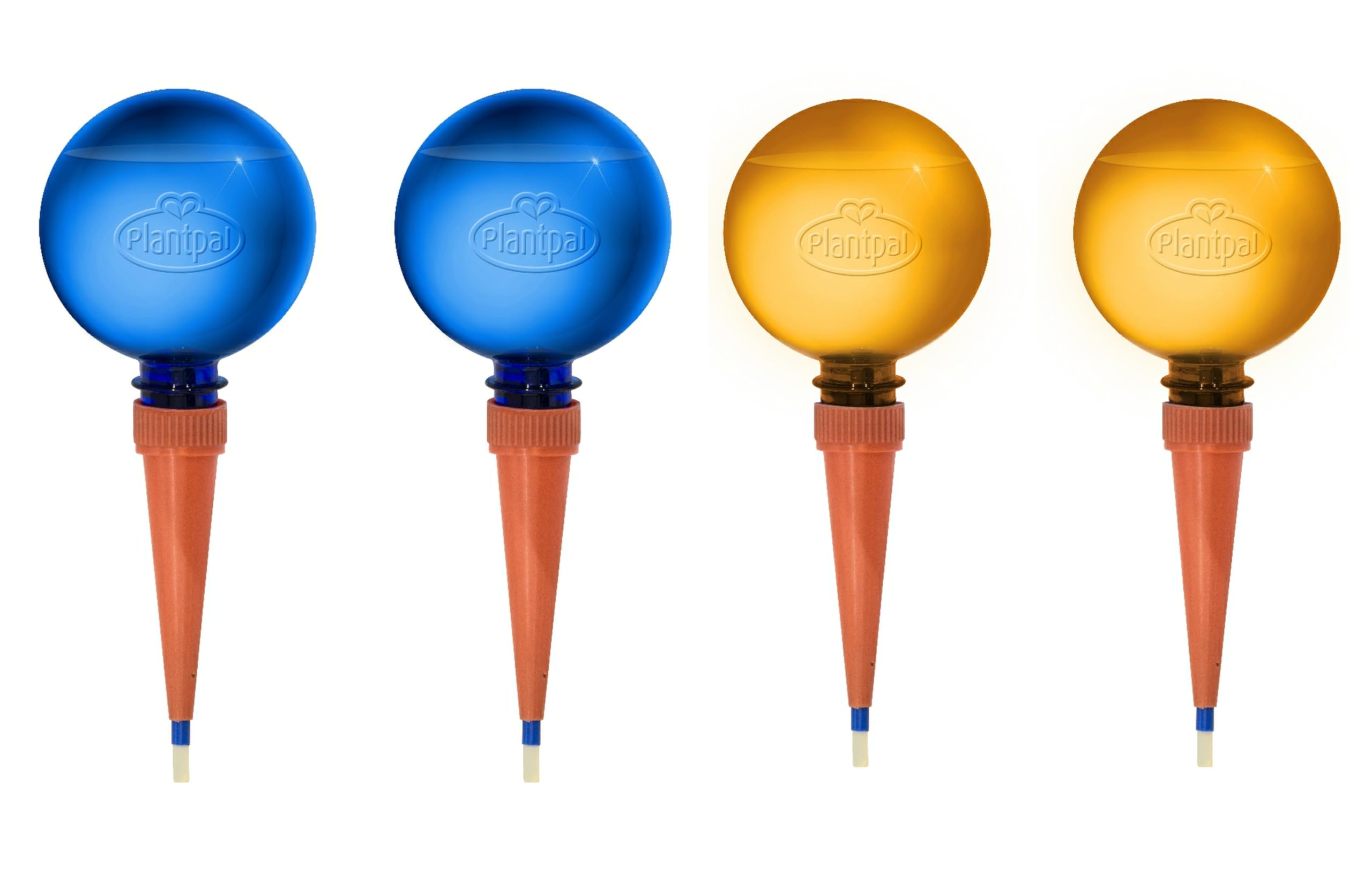 Plantpal pack of 4 Plant Watering Globes – Automatic Self Watering System for Plants Indoor & Outdoor, Plant Watering Devices 2 Blue & 2 Orange – Intelligent Moisture Sensor, Effortless Hydration