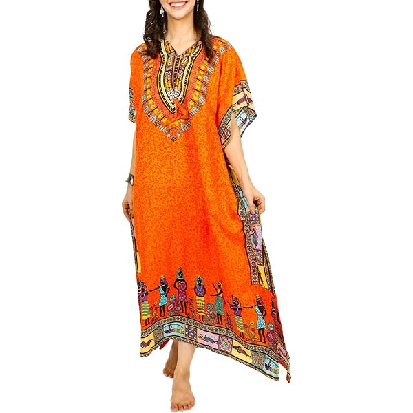 Riviera Sun Women's Embroidered Caftan – Boho Chic Maxi Dress With Bell Sleeves, Rayon Cover-Up For Beach & Parties