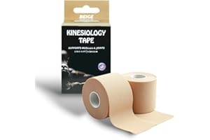 JLB Kinesiology Tape – 2 Rolls (16ft Each) – Strong Adhesion, Waterproof & Sweatproof – Latex-Free Sports Tape for Pain Relief, Muscle Support & Recovery – Physical Therapy & Athletic Tape (Beige)