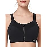 Yvette Adjustable Sports Bras for Women High Impact - Zip Front Sports Bra Plus Size Wireless for Running Workout