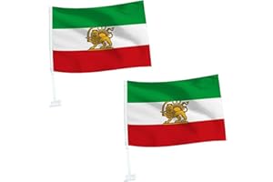 2PCS Iran Flag for Car | Small Iranian Flag Car Window Flags, Persian Flags Vehicle, Vivid Symbolic Ornament for Sedan Truck 