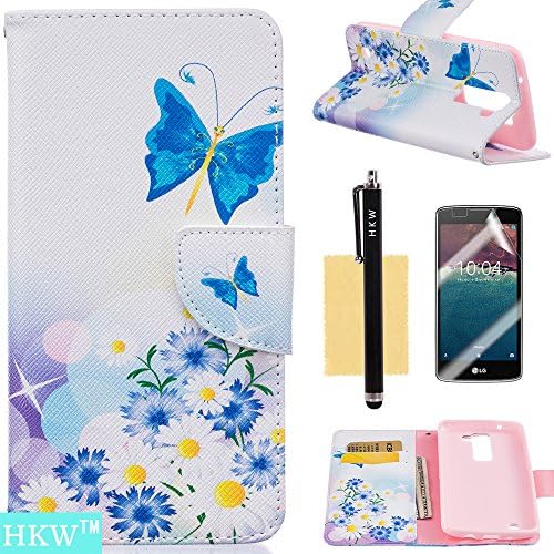 LG K10 Case,LG Premier LTE Case,HKW (TM) Butterfly Blossom Premium PU Leather Magnetic Flip Closure Protective Wallet Case Cover with Kickstand &amp; Screen Protector for LG K10,LG Premier LTE (MA1384)