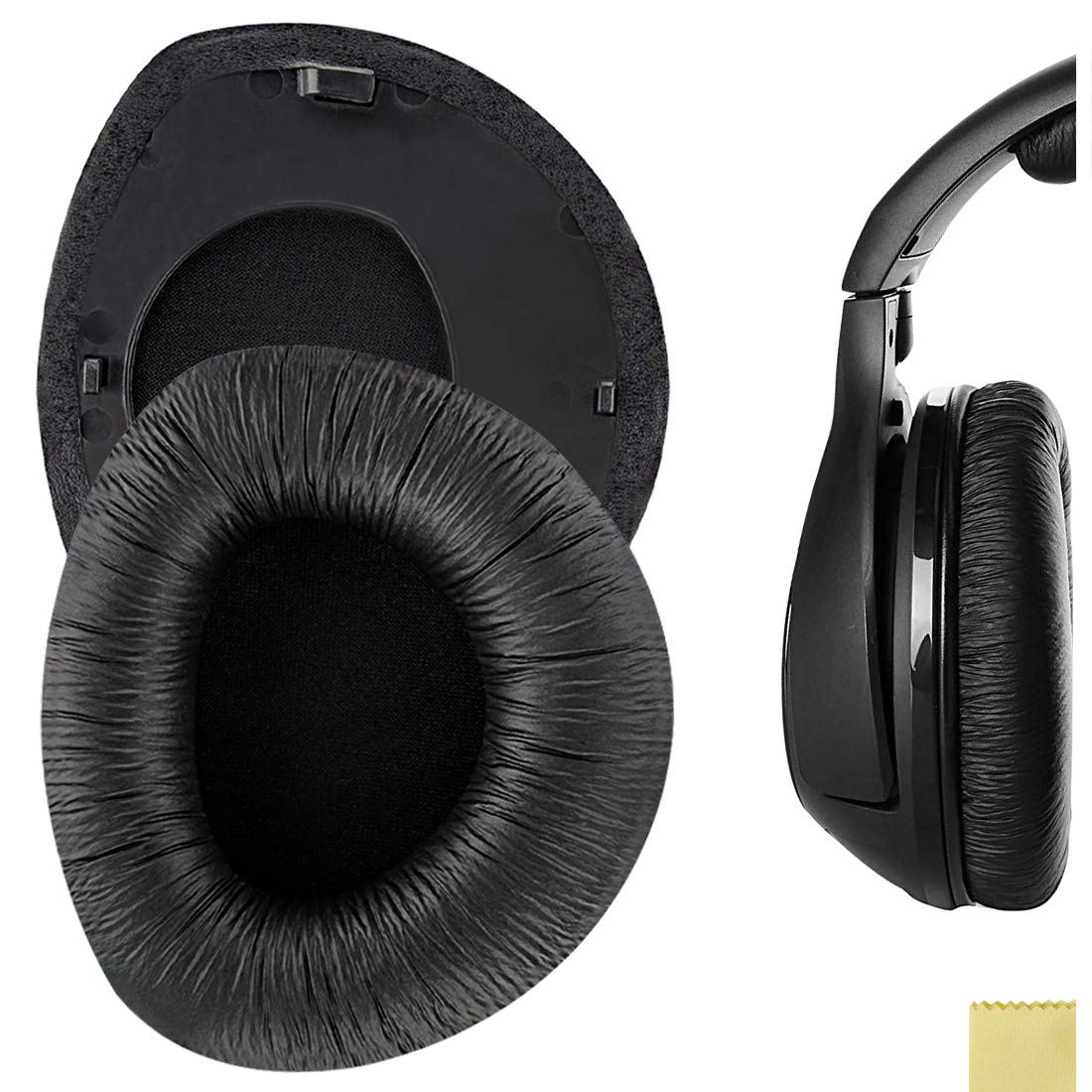 Geekria QuickFit Leatherette Replacement Ear Pads for Sennheiser RS160/ RS170/ RS180, HDR160/ HDR170/ HDR180 Headphones Ear Cushions, Repair Parts with Video Guide (Black)