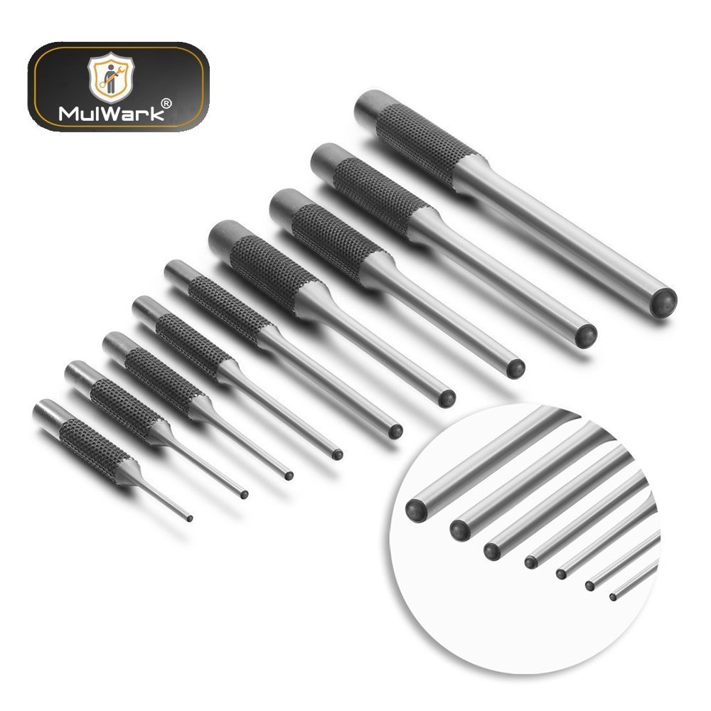 Set 9 Pc Kit Roll Hand Pin Remover Punch Steel Tools Grip Piece Hammer