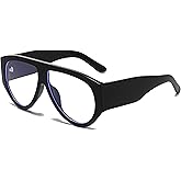 SevenColor Retro Oversized Glasses for Women Men Trendy 70s Blue Light Blocking Eyeglasses Big Shield Glasses