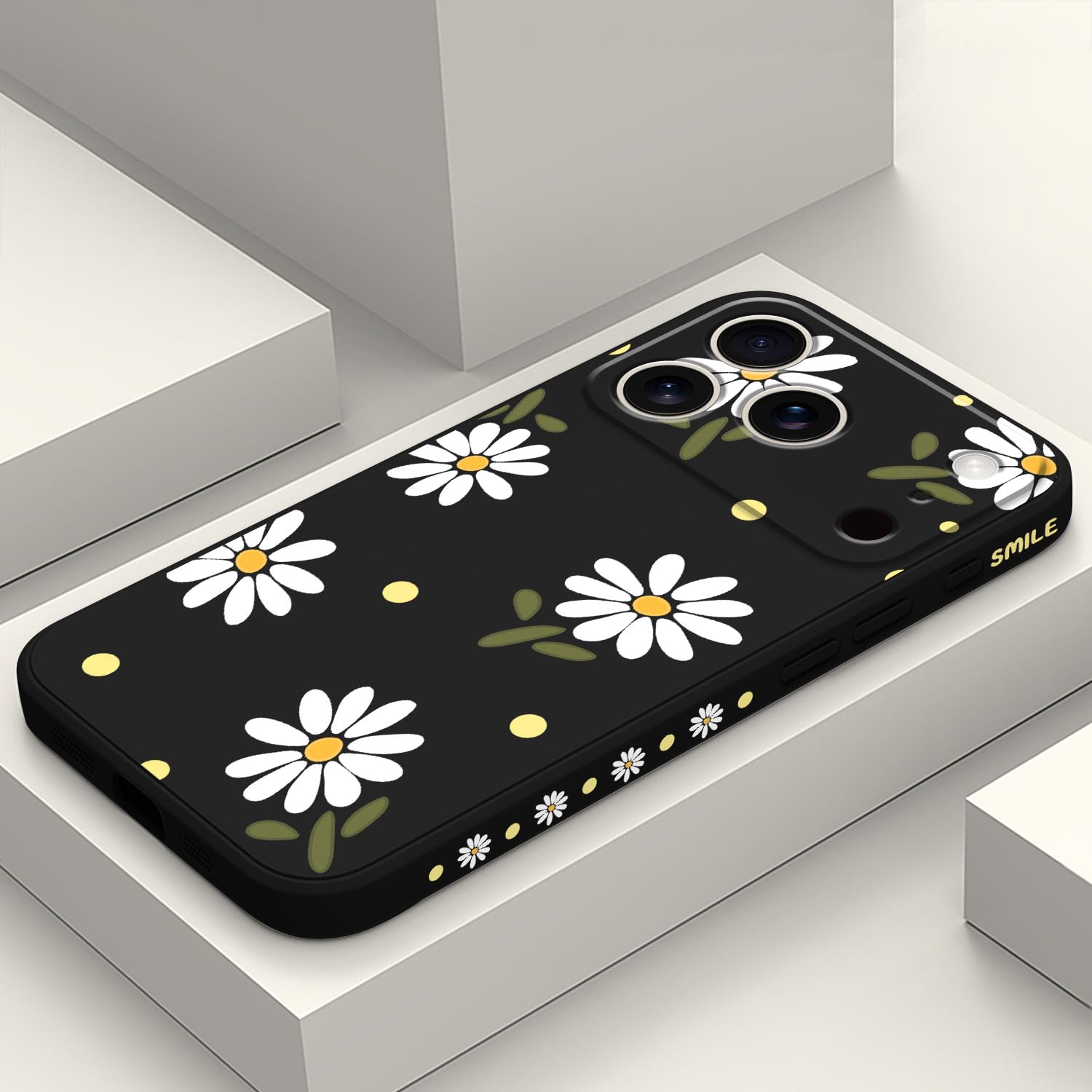 Photo 1 of LEECG for iPhone 17 Pro Max Case, Flower Protective Bumper Slim Soft Phone Cover for iPhone 17 Pro Max 6.9 inch, Daisy Black