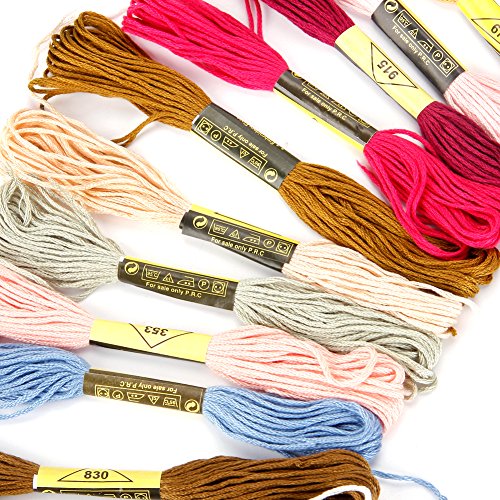 Ownsig 50 Skeins Cotton Embroidery Floss Rainbow Color Cross Stitch Threads Crafts Floss Sewing Threads