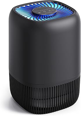 Air Purifiers for Office with H13 Quiet HEPA Filter Up to 1076 Ft² for Pet Family, Pollen, Smoke, Compact Air Cleaner with 3 Speeds, Timer, Aroma Quiet, 360°Intake, for Home Bedroom, Black
