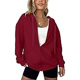 LYHIPSS Women's Oversized Lightweight Hoodies for Women Full Zip Up Long Sleeve Drawstring Jackets