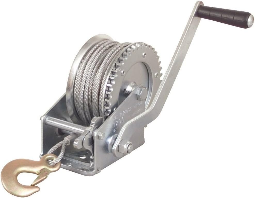 Tools & Equipment 1200 LB Hand Crank Steel Wire Rope Winch for
