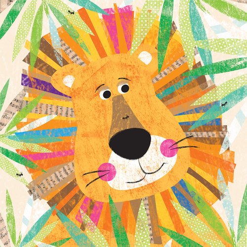 Oopsy Daisy Canvas Wall Art Peeking Jungle Buddies Lion by Liza Lewis, 30 by 30-Inch