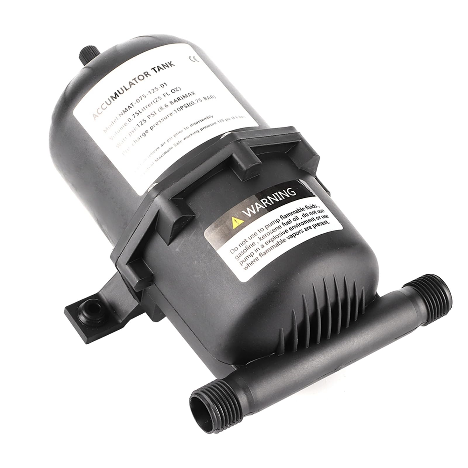 Accumulator Tank NMAT-075-125-01 Accumulator Pressure Tank Water Pump Flow Control 0.75L 125PSI 1/2" MNPT Waterproof for Marine RV Boat
