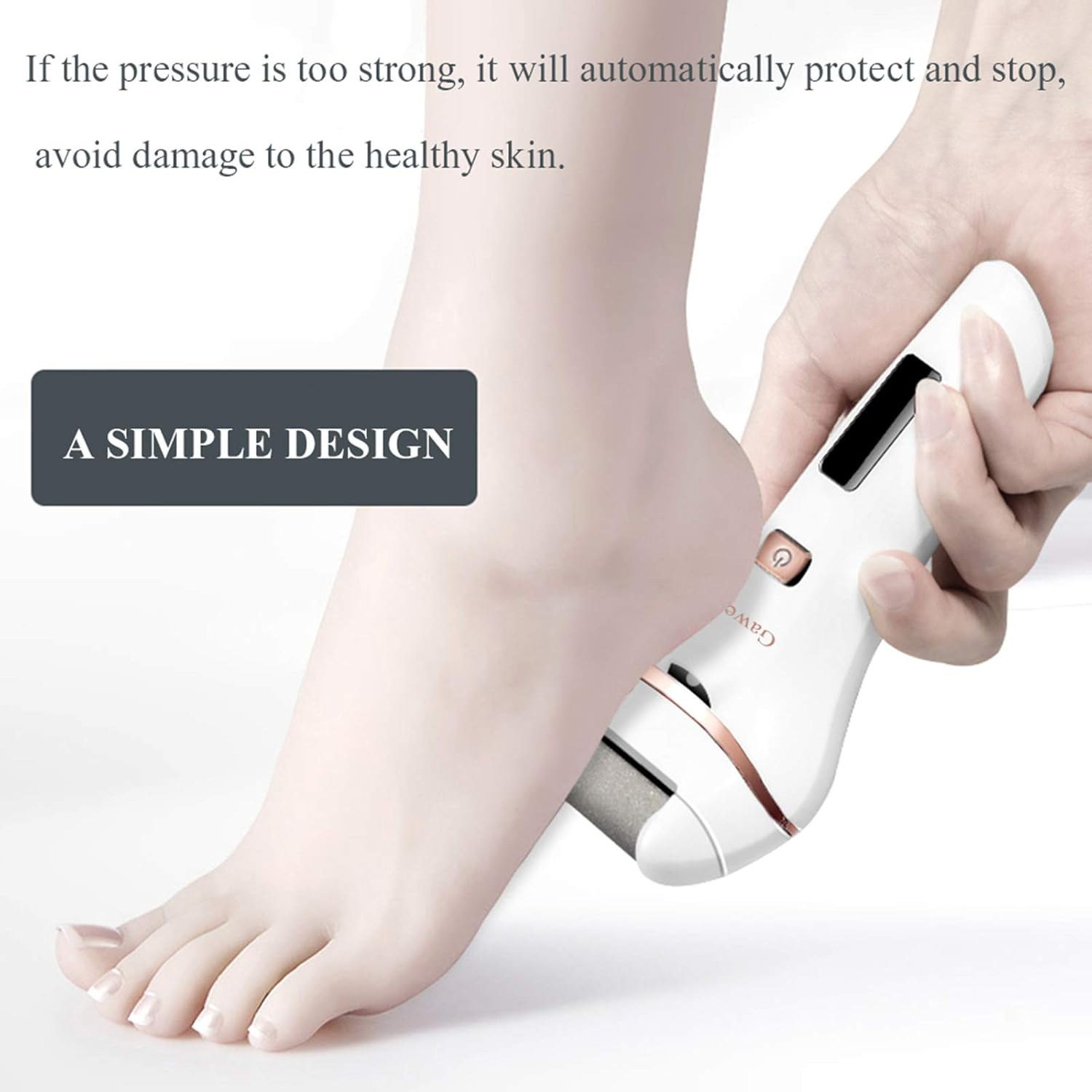 Electric Callus Remover for Feet,Gawervan Rechargeable Foot File Portable Waterproof Foot Pedicure Tool with LED Light,2 Roller Heads,2 Speed for Dead,Hard Cracked Dry Skin: Beauty