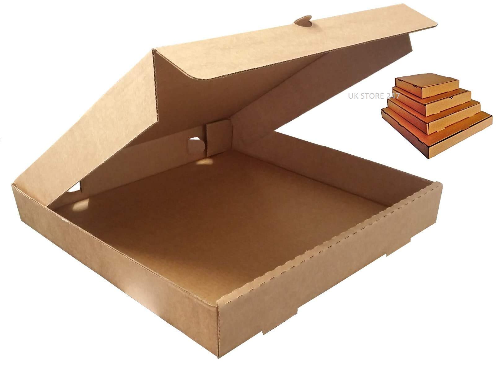 Brown Pizza Boxes Plain Brown Postal Box Takeaway Style Box 7'' (10)
