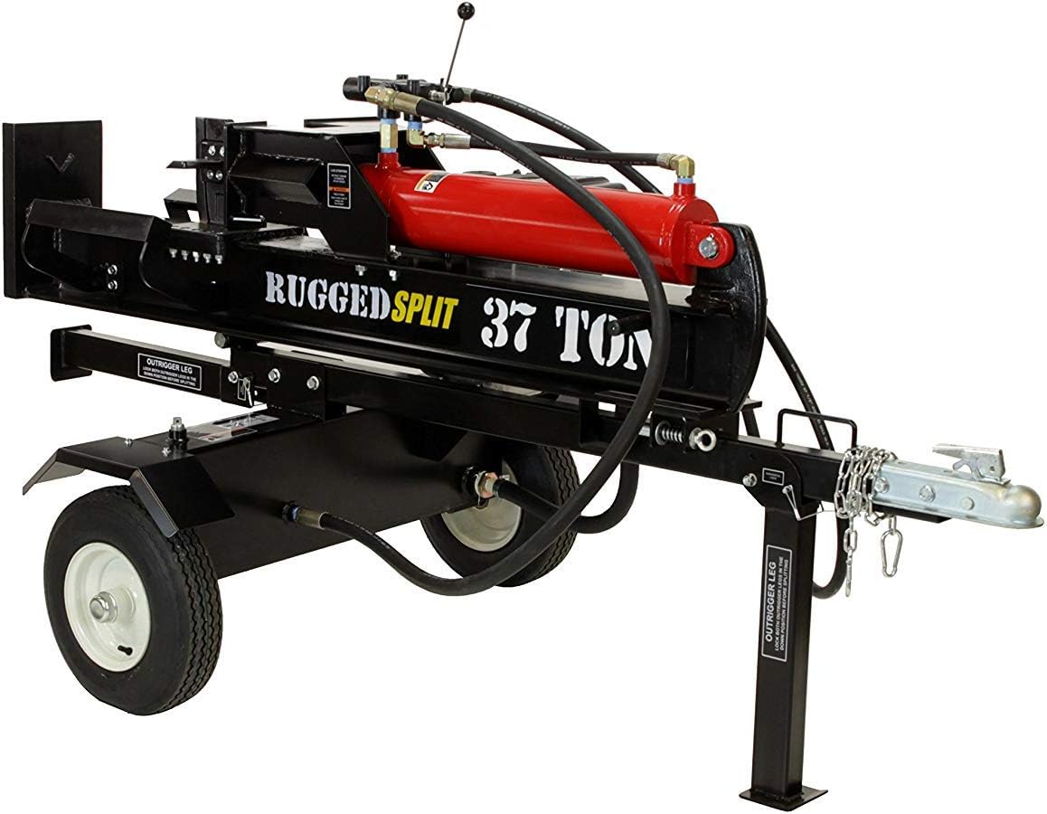 RuggedMade 37 Ton Hydraulic Gas Powered Log Splitter with Auto Return Detent Valve, 16 GPM Hydraulic Pump (301cc Electric Start)