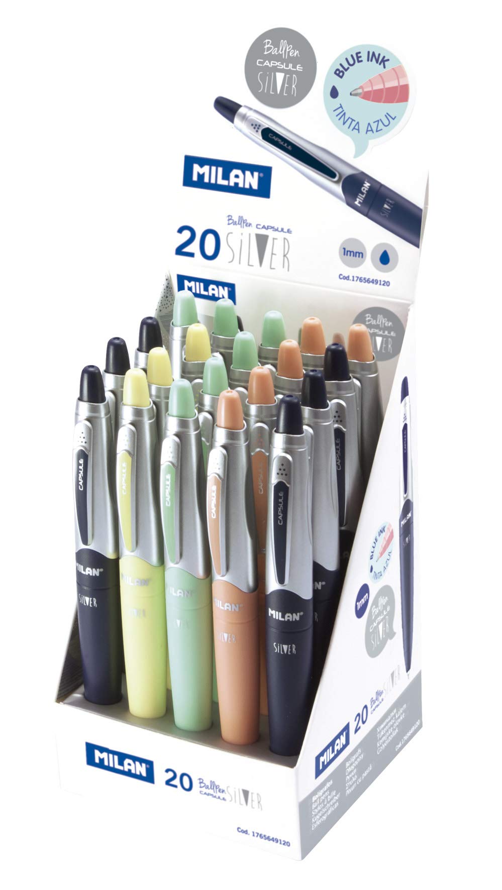 MILAN Capsule Silver 20 Pens Display