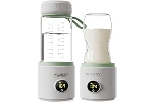 Portable Bottle Warmer for Travel, Momssy Baby Bottle Warmer for Breastmilk Formula, Travel Bottle Warmer Baby Brew, Smart Temperature Control with Auto Shut-Off, Milk Warmer for Baby USB Rechargeable