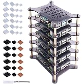 GeeekPi 6-Layers Cluster Case Rack Case with Heatsinks Stackable Enclosure for Raspberry Pi 4/3/2 Model B,Raspberry Pi 3 Model B+ (Brown)