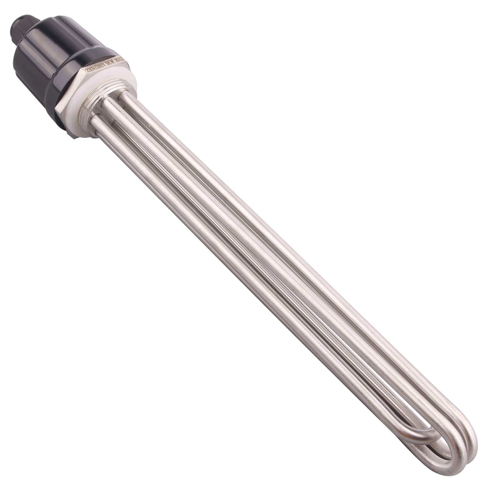 DERNORD 220V 9000W 1-1/2 Inch Heating Element 3U Type Electrical Brewing Water Boiler Heater BSP Thread Stainless Steel Flange
