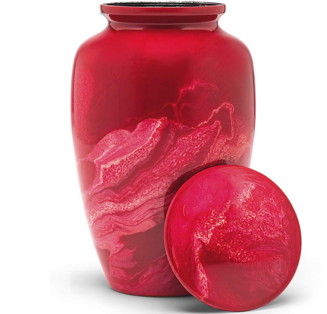 Eternal Harmony Cremation Urn | Memorial Urn with Elegant Finishes - Large Size, Includes Velvet Bag (Red Milo)