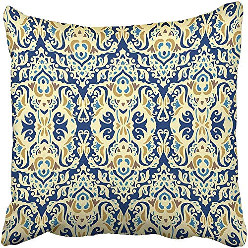 Starosa Throw Pillow Covers Cases Decorative 18x18 Inch Ikat Pattern Tracery Oriental Design Medallion Paisley Renaissance Floral Traditional Two Sides Print Pillowcase Case Cushion Cover