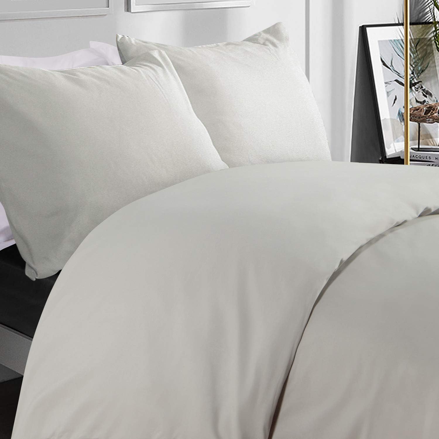 Janvi Linen Sale Today ONLY! 1200 Thread Count Heavy Egyptian Cotton Quality Super Soft 1-PC Duvet Cover with Zipper Closure Solid Style (Full/Queen, Silver Grey)