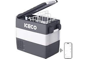 ICECO JP50 12Volt Refrigerator, Portable Fridge Freezer with SECOP Compressor, 53 QTS 12V Cooler, Electric Cooler for Car & Home Use, 0℉～50℉, DC 12/24V, AC 110/240V