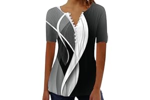 SMIDOW Plus Size Tunic Tops for Women Trendy 2024 Boho Floral Shirts Short Sleeve Notch v Neck t-Shirt Graphic Tees Blouse