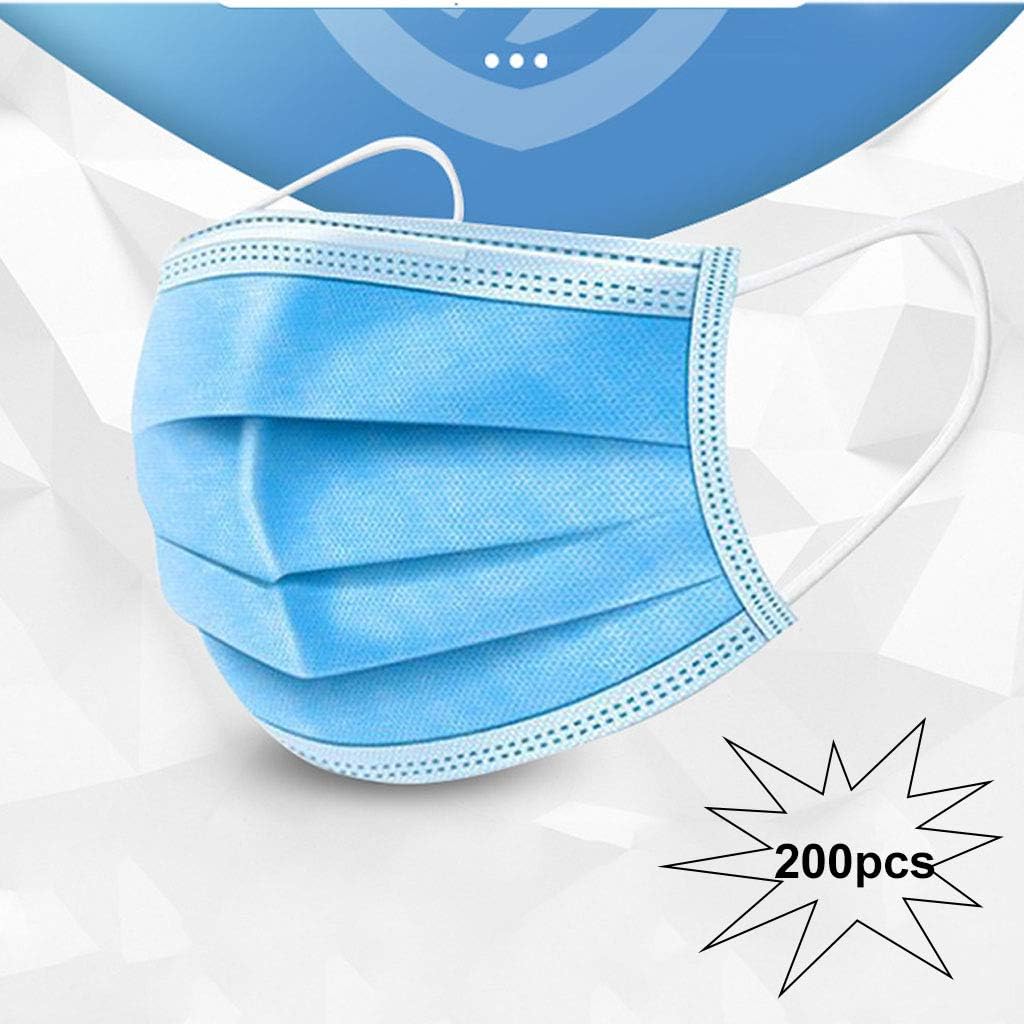 Masks Dustproof Cover Guard tool, Breathable Prevent Saliva Safety Face Shields, Sanitary Surgical, Blue 200 PCS