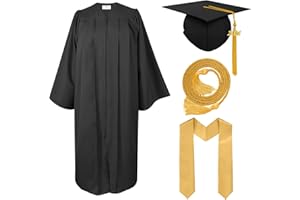 Herrenbek Matte Cap and Gown with graduation Honor Cords, Plain Stole, and 2024 Tassels for High School and Bachelor