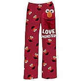 BRIEF INSANITY Lounge Pajama Pants for Men and Women | Sesame Street Elmo Love Monster Red Graphic Print Pattern Bottoms - Comfy, Ultra Soft, Novelty Unisex Loungewear Pants (Love Monster, Medium)