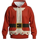 Rebaike Novelty Long Sleeve Hoodie Funny Fashion Santa Claus Costume Graphic Sweatshirts