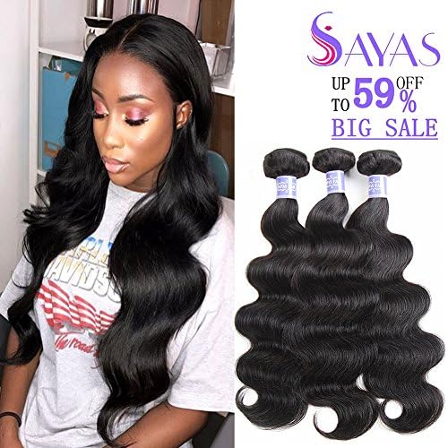 SAYAS Hair (22 24 26 inch) Brazilian Virgin Hair Body Wave Remy Human Hair Bundles 100% Unprocessed Human Virgin Hair 3 Bundles 100g/Bundle Natural Color
