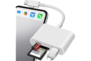 OPxjzws SD Card Reader for iPhone USB C & Lightening Dual Connectors SD Card Adapter Plug&Play for microSD, SD Cards or USB-A