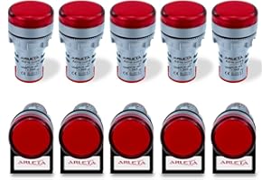 ARLETA Voltage 12V/24V/110V/120V Current 20mA Energy Saving LED Indicator Light Mounting Hole Size 22mm(7/8 Inch) Red 10Pcs