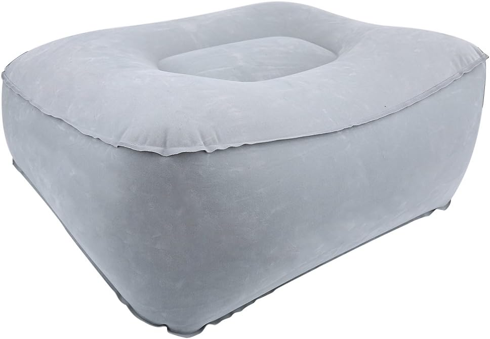 Inflatable Foot Rest Pillow, Portable Flight Relax Cushion with Air Pump for Leg Support Footrest for Travel Office Home(Gray)