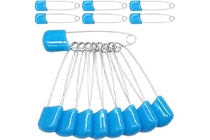 YOSAWA 50 pcs 2.2" Plastic Head Safety Pin Nappy Cloth Diaper Safety Pins with Safe Locking Closures (Blue)