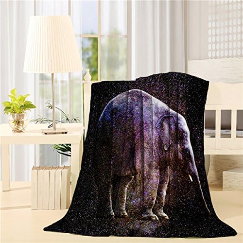 Throw Blanket Warm, Lightweight, Pet-Friendly, Sky background Hand-Painted Elephant Artsy Illustration Dimgrey Soft Fuzzy and Cozy Fleece Blanket, Twin, Queen, King - 50" x 80"