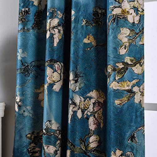 Taisier Home Grommet Chinese Style Plum Blossom Curtain Artistic Print