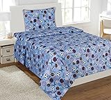 Mk Collection Sheet Set Light Blue Baseball Basketball Football Soccer Sport New (Full)