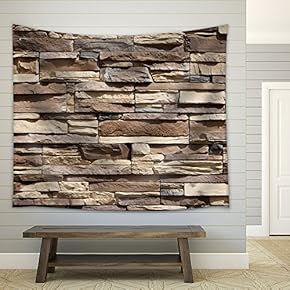 Fabric Tapestry - Modern Neutral Colored Brick Pattern - Wall Hanging Decoration - 51x60 inches