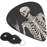 6 Pack Premium 0.71mm Guitar Picks - Rock Skeleton | Stylish Design, Comfortable Grip, Perfect for Acoustic & Electric Guitar Bass Ukulele Players, Sturdy Medium Picks Pack