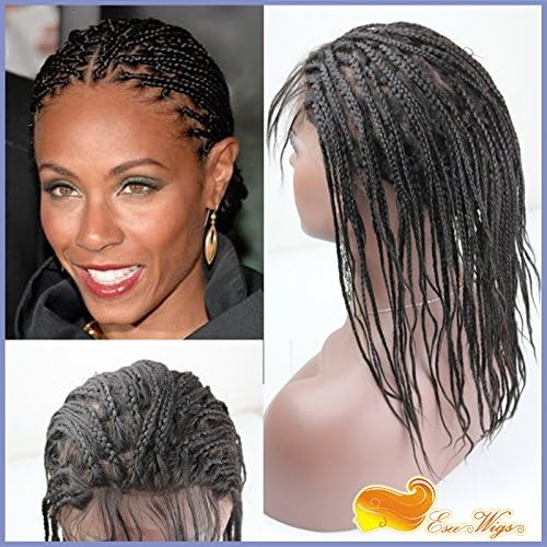 Eseewigs Braided Wigs for Black Women Brazilian Virgin Human Hair Full Braid Lace Wigs Natural Black Color