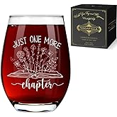 Vagafilla Just One More Chapter Wine Glass 15oz, Book Lover Wine Glass Gifts for Women, Mothers Day Gift, Reading Gift for Book Lovers, Birthday Gifts for Writer