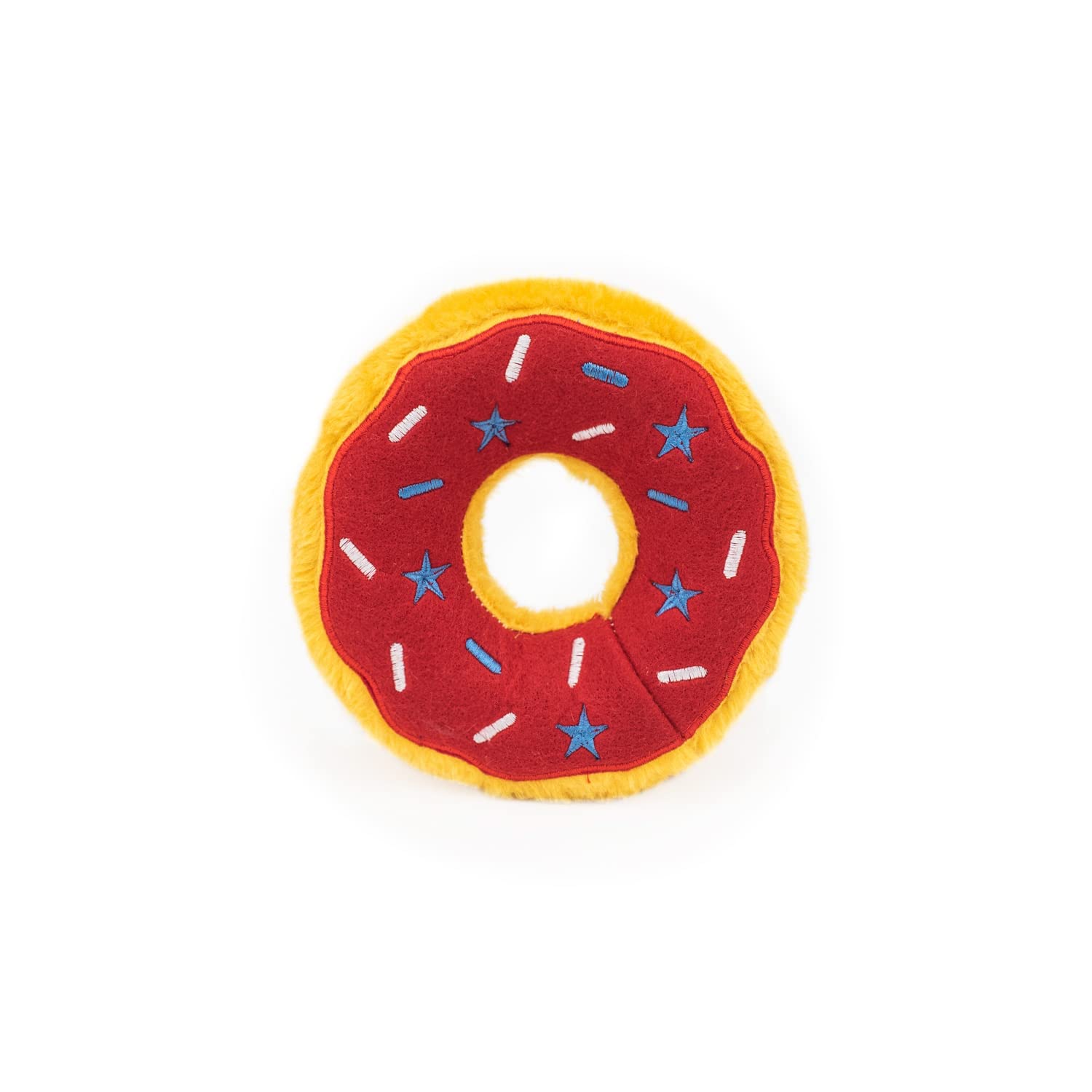 ZippyPaws - Original Donutz - No Stuffing, Squeaky Plush Dog Toy - Americana, Original Size (ZP1022)